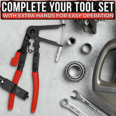 The Little Green Change radiator hose tool used to remove and install clamps safely
