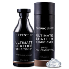 The Pro Stuff Ultimate Leather Conditioner bottle pour for easy application and even coverage