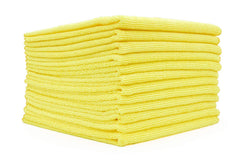 The Rag Company all-purpose microfiber towel in yellow 16x16 for streak-free results