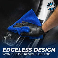 Edge-free cut of the Rag Company blue towel protects delicate surfaces