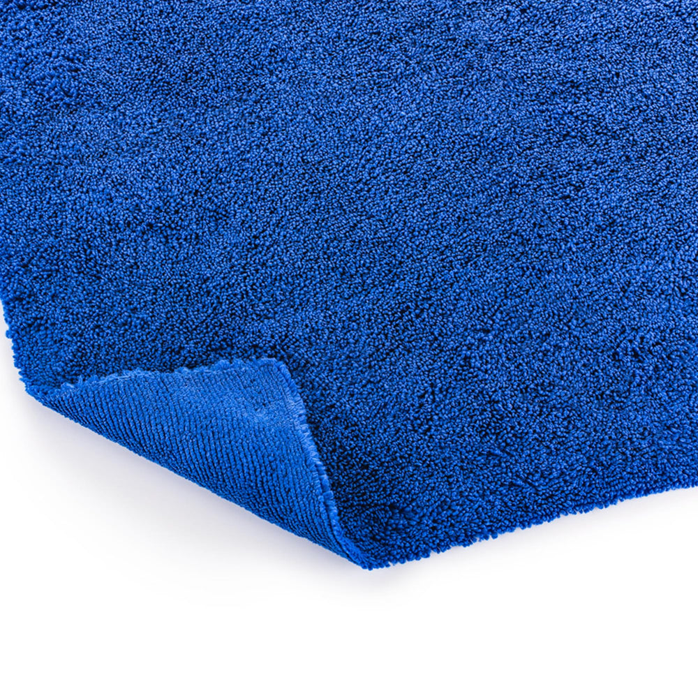 Blue microfiber towel excels at glass and chrome detailing without lint