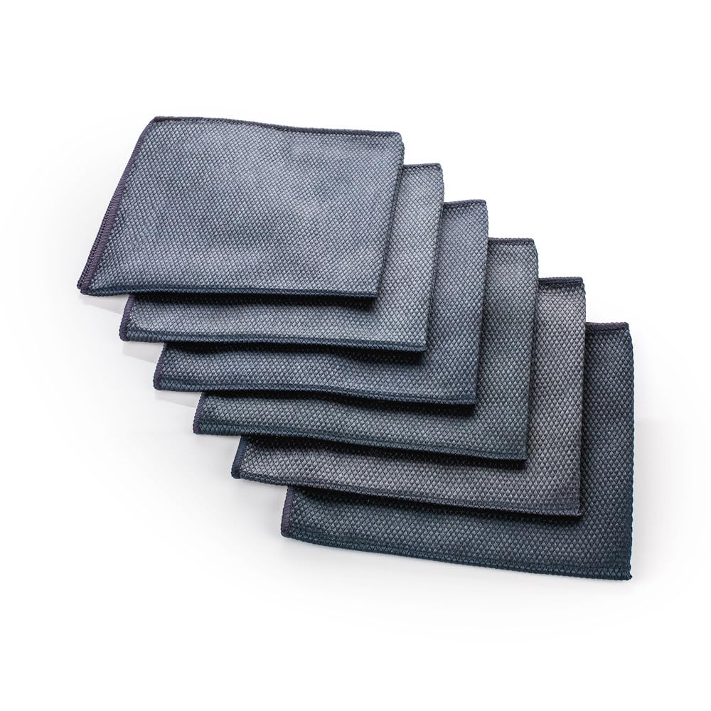 The Rag Company Diamond Weave glass towel in black, 16x16, ready for streak-free polishing.