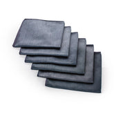 The Rag Company Diamond Weave glass towel in black, 16x16, ready for streak-free polishing.