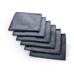 The Rag Company Diamond Weave glass towel in black, 16x16, ready for streak-free polishing.