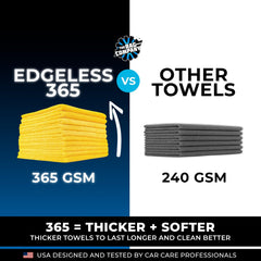 The Rag Company edgeless 365 towel wax-removal on a glossy panel