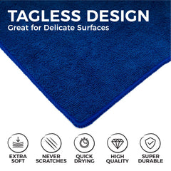 The Rag Company royal blue towels folded to show soft, scratch-free surface