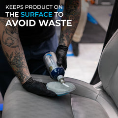 The Rag Company Ultra No Soak Round Detailing Applicator barrier reduces absorption for efficient product use.