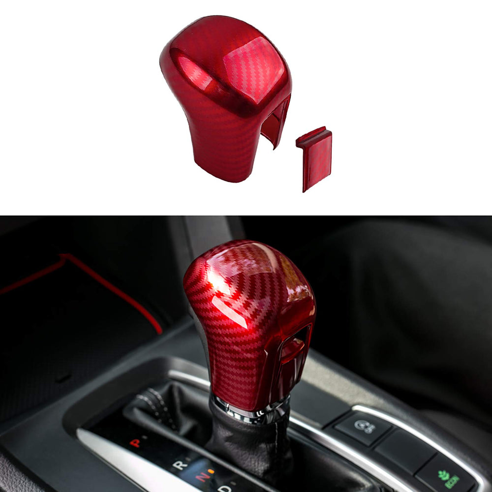 Thenice CVT gear shift knob cover in red finish for a sportier cabin.