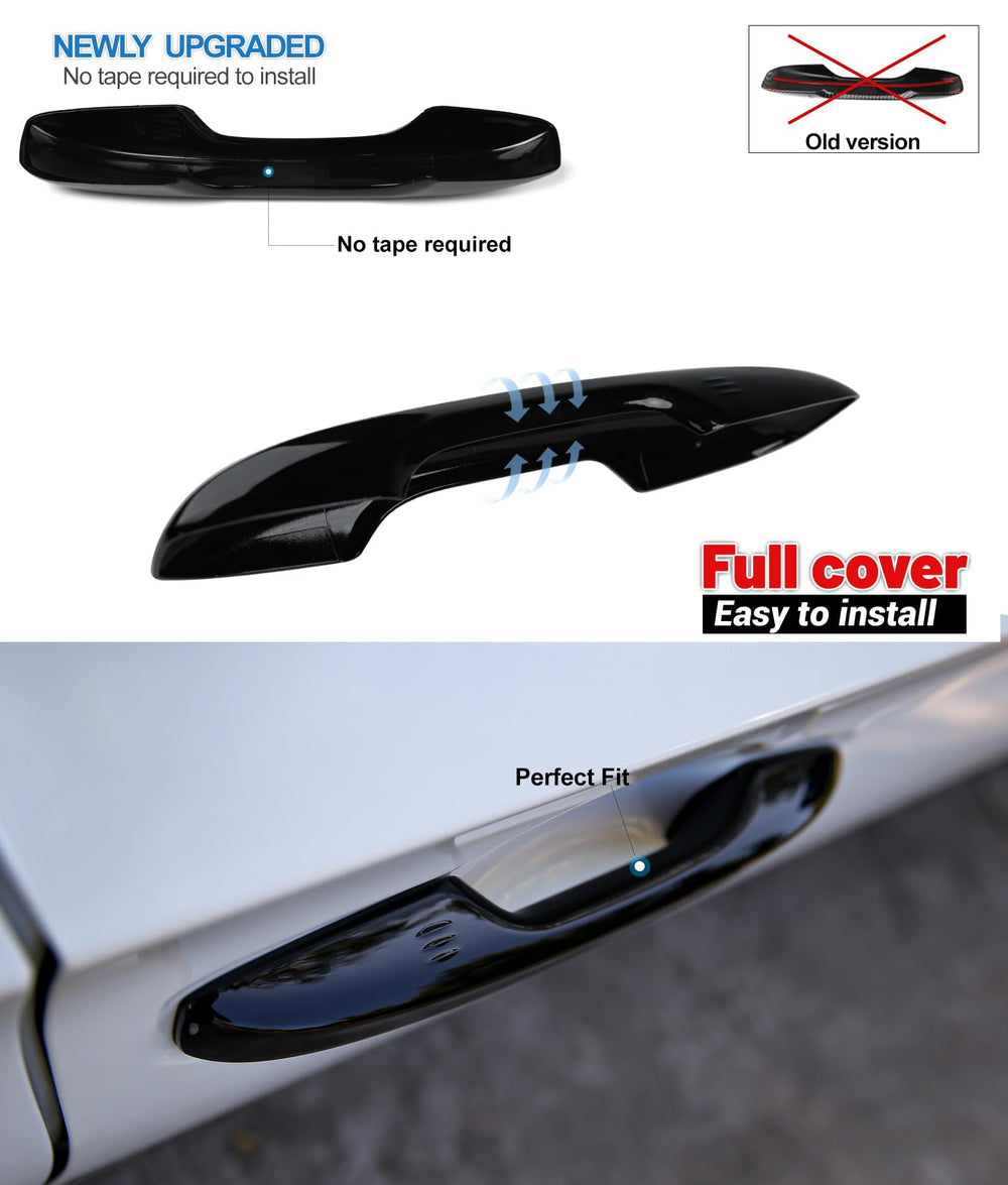 Thenice Civic 11th gen door handle cover, side view, piano black finish.