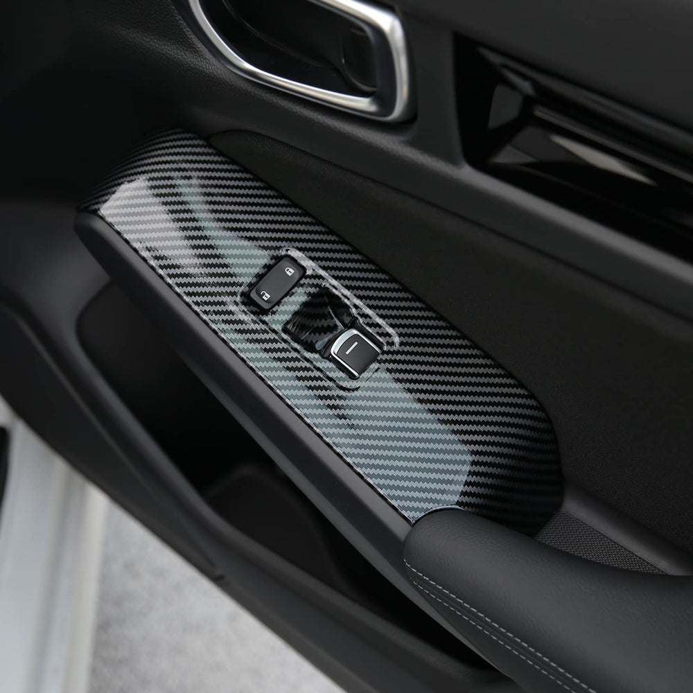Thenice carbon fiber style window panel cover on Honda Civic interior upgrade