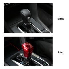 Thenice red finish gear shift cover creates a bold cabin accent.