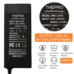 ThePRO 14.6V smart charger with LED indicators guiding safe LiFePO4 charging.