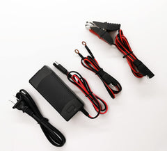 Indoor-friendly charger operates across 5°F to 104°F, ideal for workshops.
