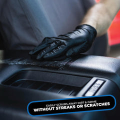 The Rag Company interior scrubber fits in a compact car-detailing kit.