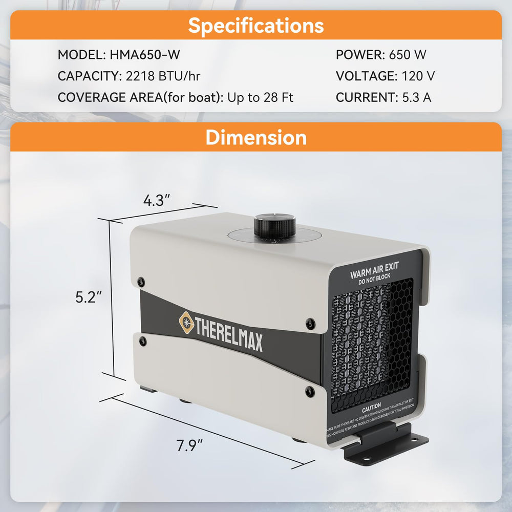 Therelmax 1-year warranty offers peace of mind for boat heaters.