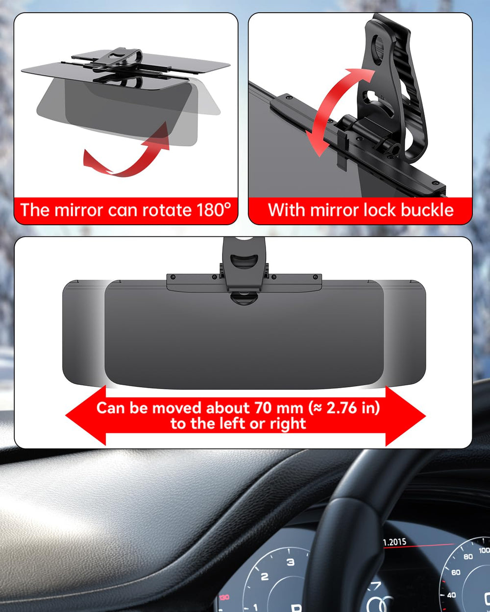 ThermoHalo visor extender enhances eye comfort during long highway drives.