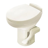 Thetford 42138 Style II toilet base, front view, sturdy support for mobile bathrooms.