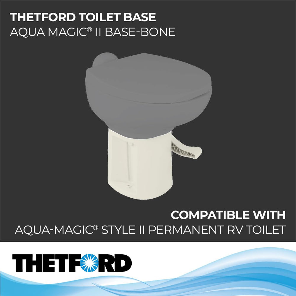 Thetford 42138 Style II toilet base, side view, reliable stability for RV and marine use.
