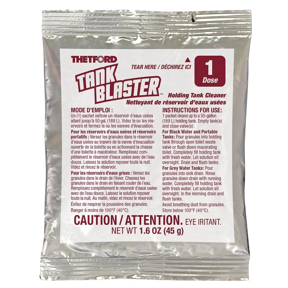 Thetford Tank Blaster foaming action cleans tank walls and reduces residue.