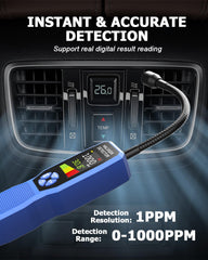 THIKPO detector's flexible gooseneck probe with LED light reaches tight areas for unseen leaks