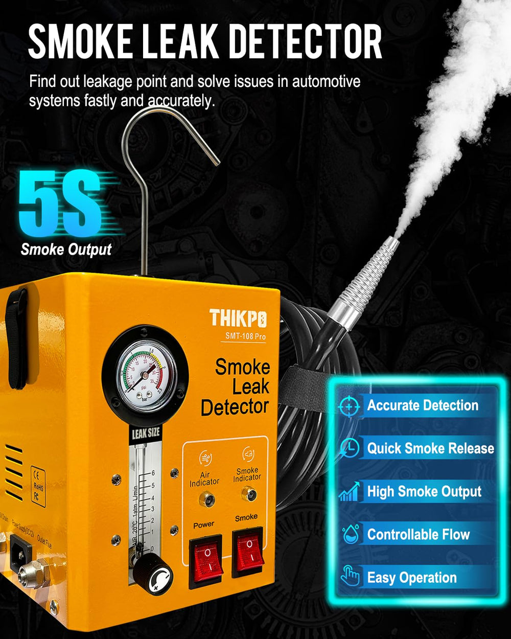 THIKPO emits columnar smoke at leaks for precise pinpointing
