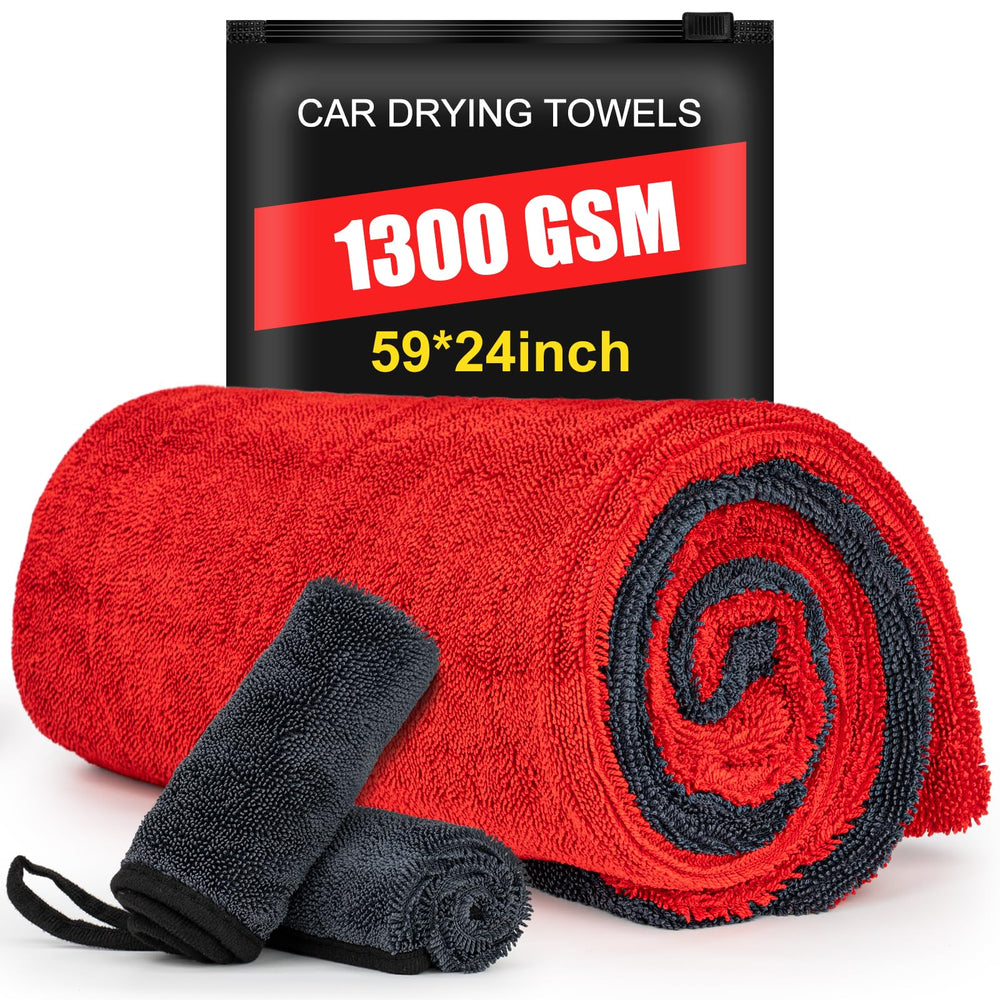 ThinkLearn car-drying towel main body shows large 59x24 size for quick, streak-free drying.