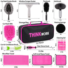 THINKWORK Pink tool storage box keeps detailing gear organized