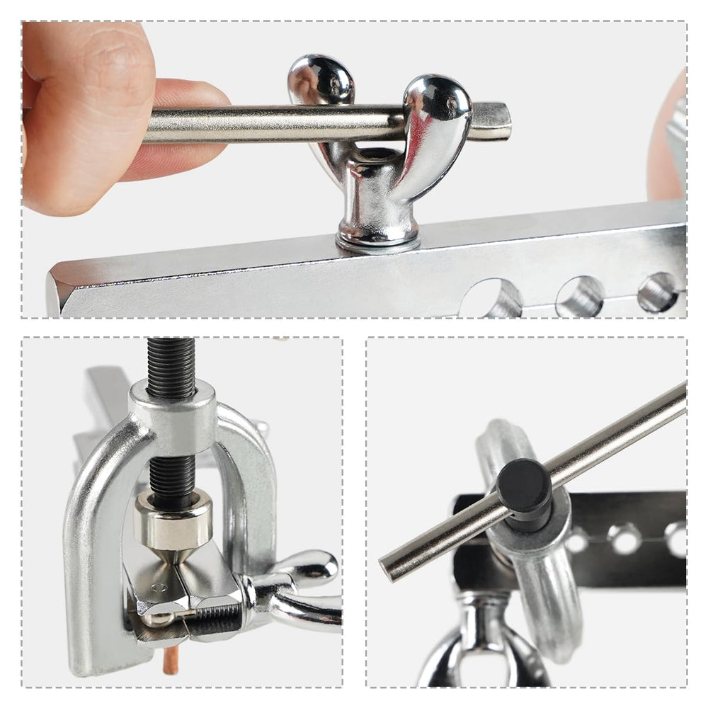 Thorstone setup: double and single flare tool in use
