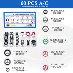 Threlaco compressor gasket seals 60 pcs with thickened metal rings.
