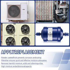 Threlaco EK-083S flow drier with 0.4 inch copper tube connections for standard setups.