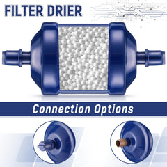 Threlaco EK-083S flow drier vertical orientation for top‑to‑bottom filtration flow.