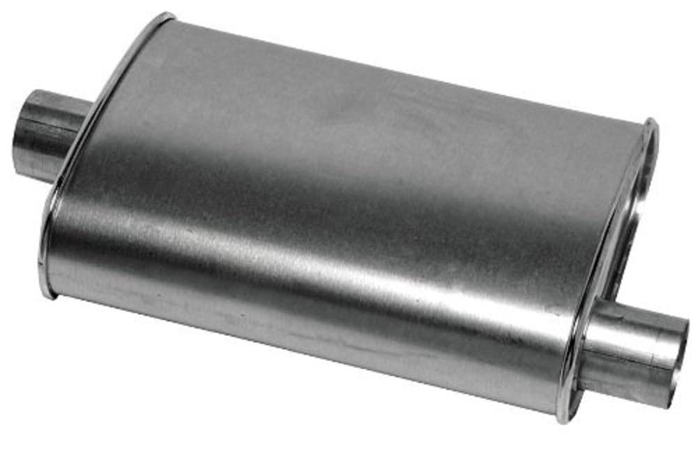 Thrush Turbo oval muffler long view showing rugged build for durable exhaust.