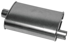 Thrush Turbo oval muffler long view showing rugged build for durable exhaust.