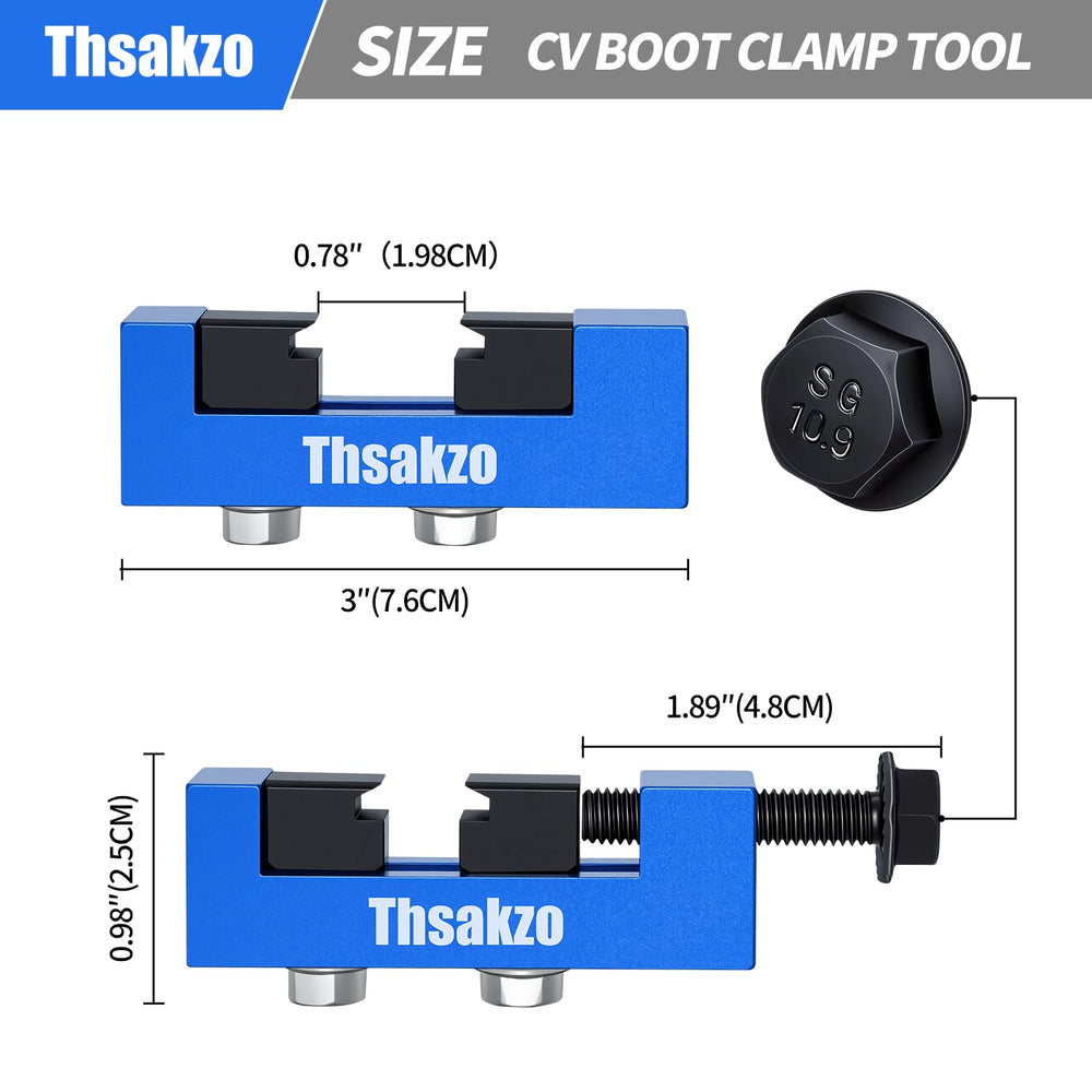 Close-up of the adjustment screw enabling precise tensioning on the CV boot clamp.