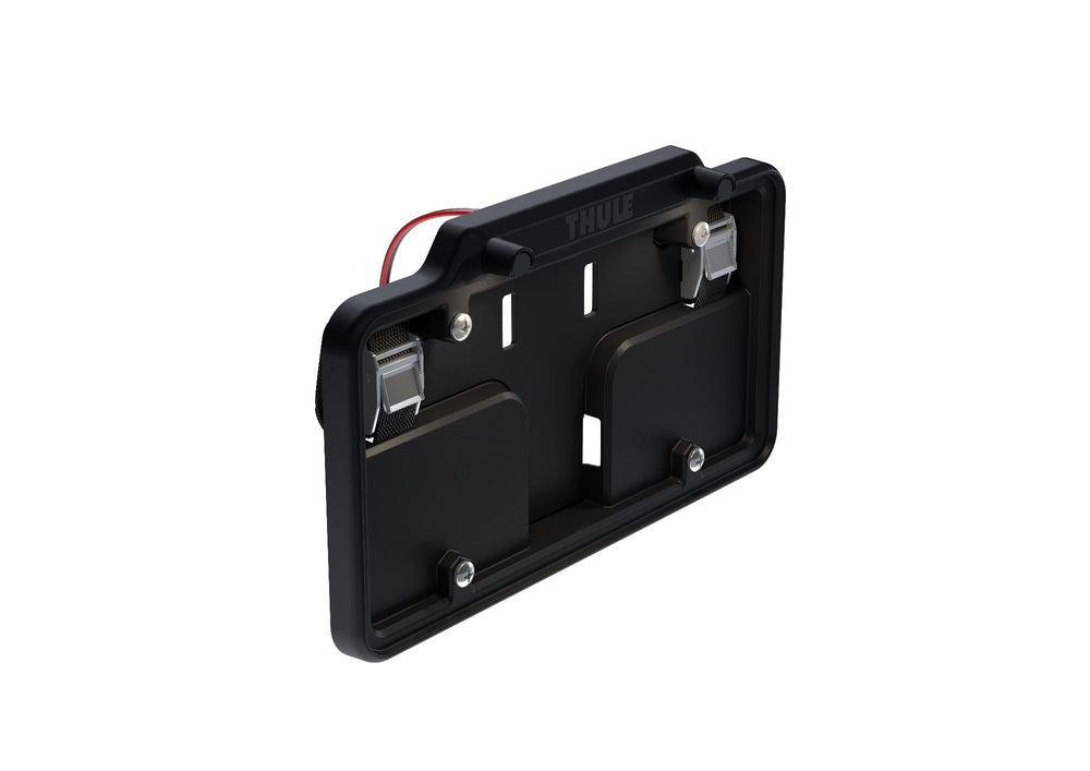Thule tamper-proof attachment protects the license plate during transport