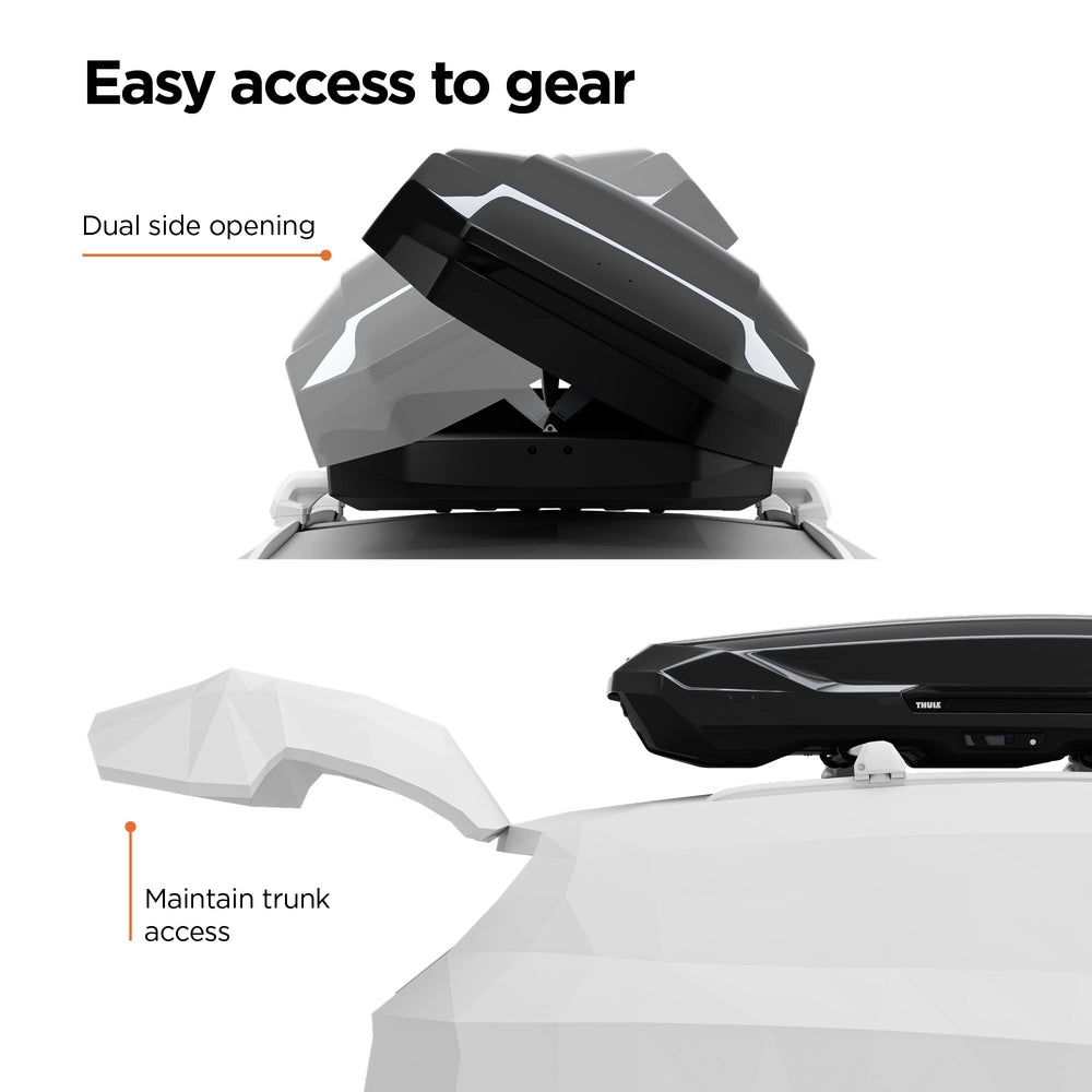 Thule Motion 3 XXL lid and wide handle for easy one-handed access.