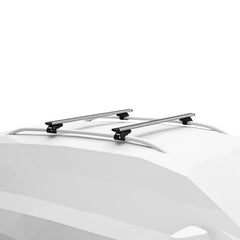 Thule WingBar Evo 108 wind diffuser lowers drag and helps fuel efficiency.