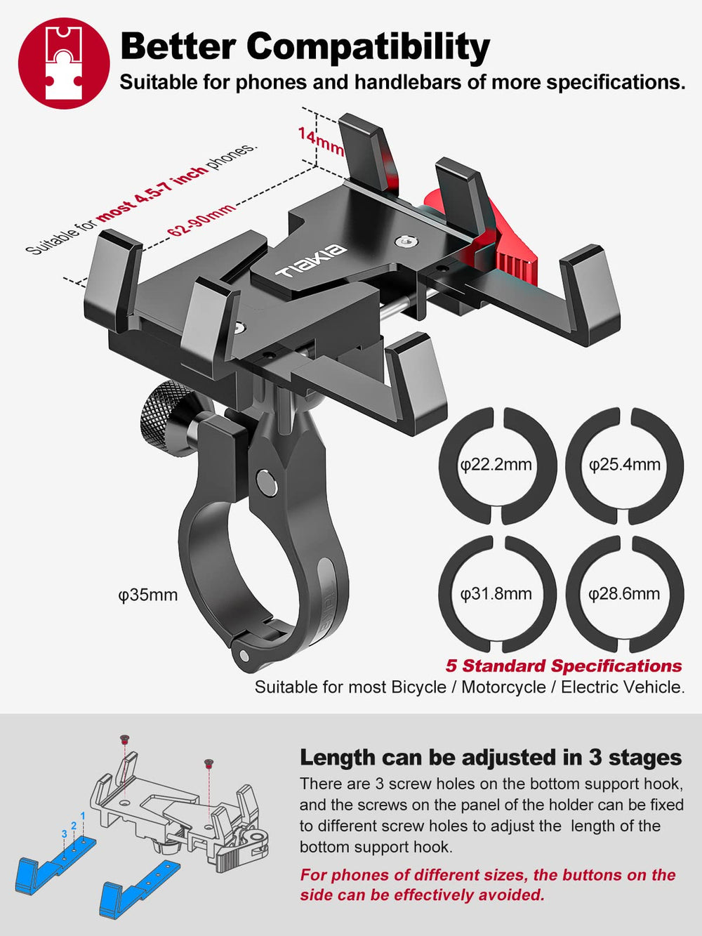 Tiakia bike phone mount 360-degree rotation enables flexible viewing angles on the go.
