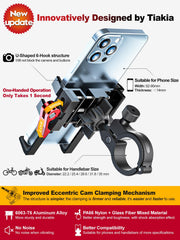 Tiakia bike phone mount 6063 aluminum body for durable, vibration-resistant mounting.
