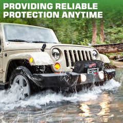 Tiannor winch cover waterproof test confirms rain and dust resistance.