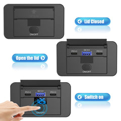TIANWIDJEW USB-A QC 3.0 port charges compatible devices quickly.