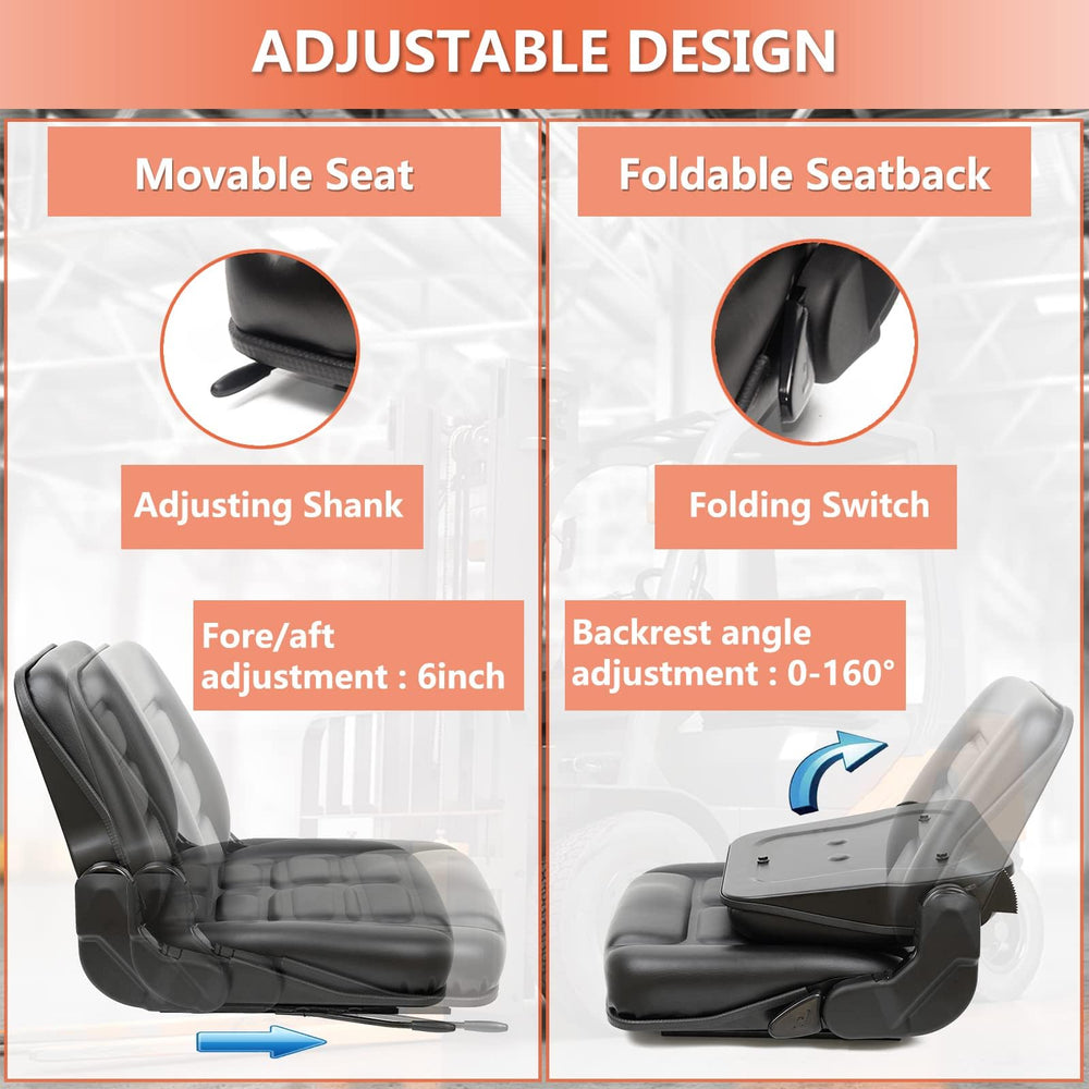 TICSEA universal forklift seat featuring a micro switch for safety integration
