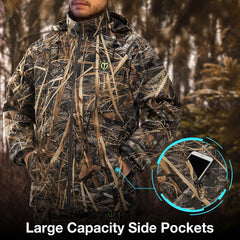 TIDEWE rain suit large side pockets provide easy gear access on trail.