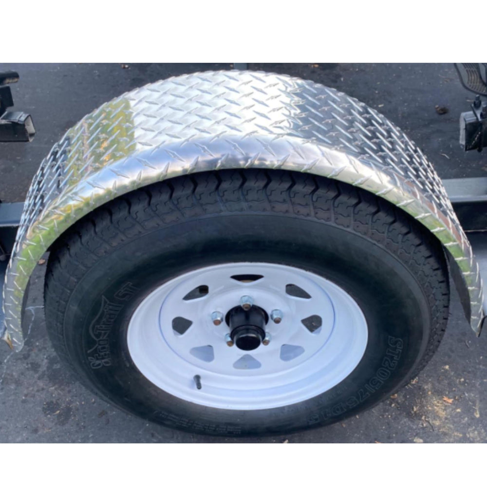 Two fenders designed to fit 14.88 inch tire diameter on single-axle trailers