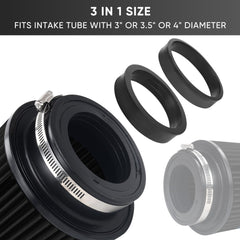 TIEVISHO cone air filter 4in inlet illustrating versatile clamp-on compatibility