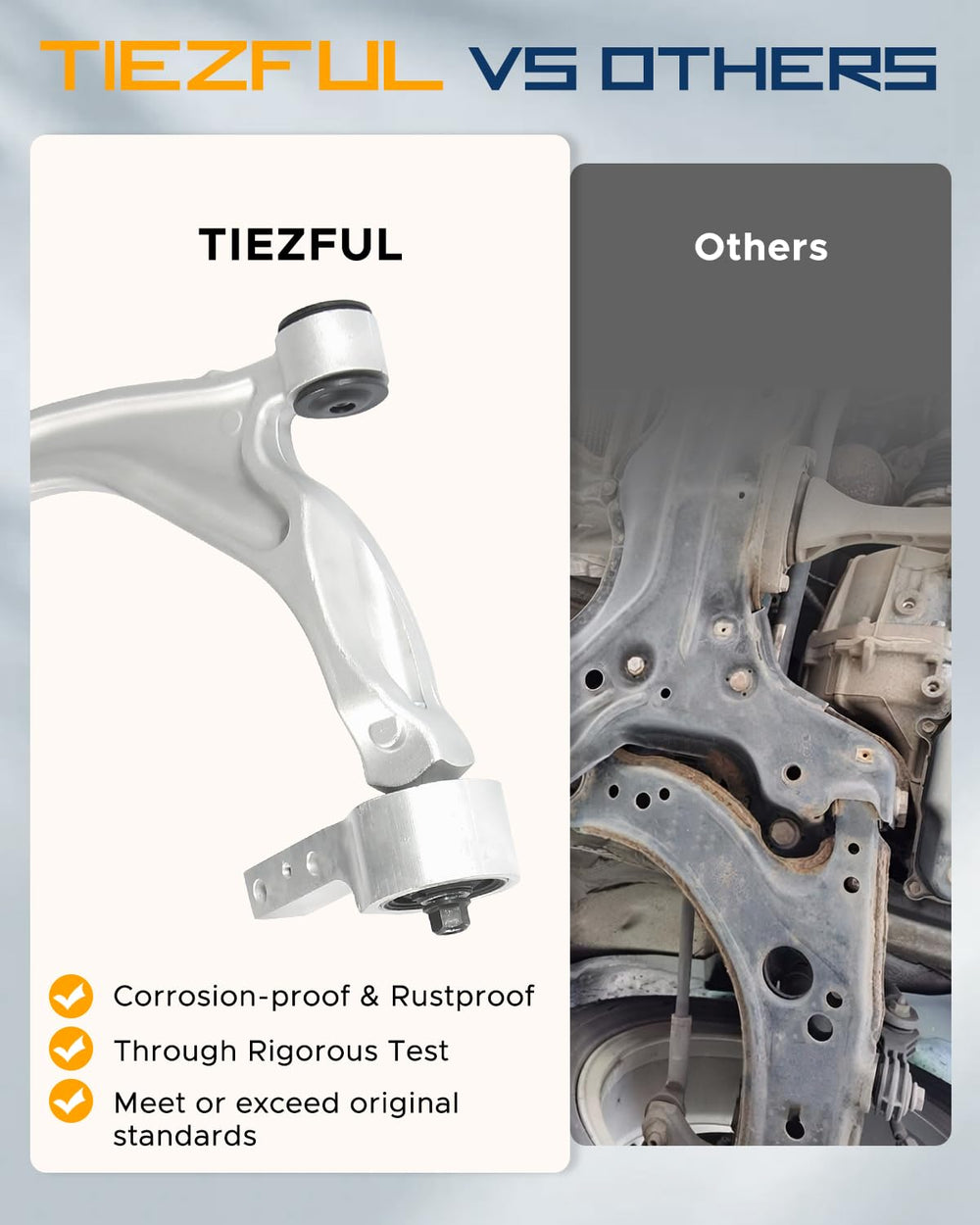TIEZFUL front stabilizer links reduce body roll for a smoother ride.