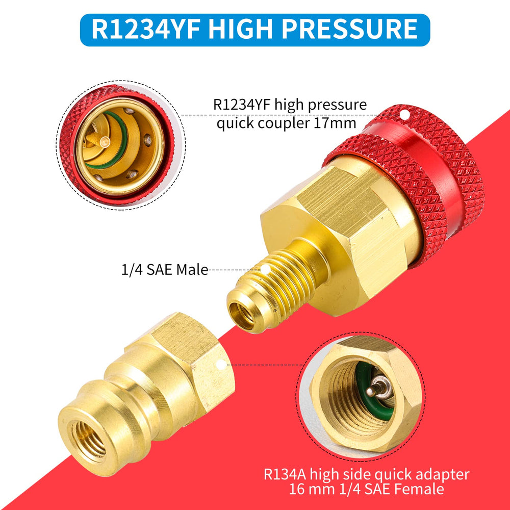 Tigbear red-cap high-pressure adapter for R134a compatibility and secure sealing.