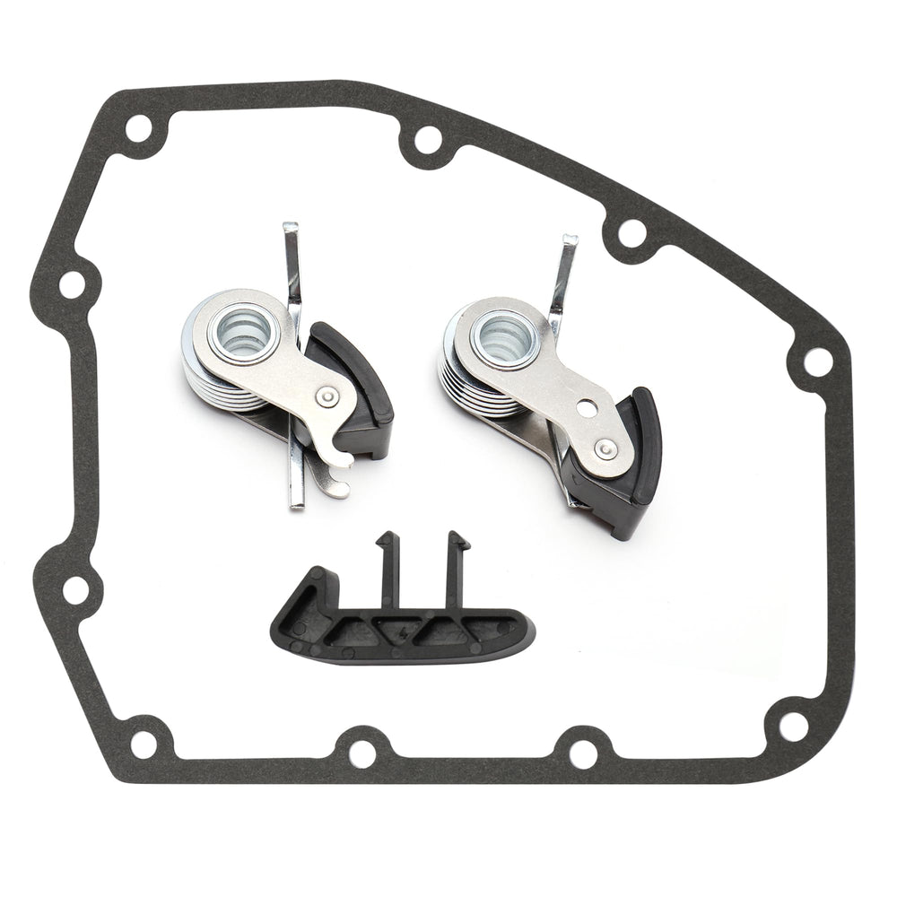 TIGERSGATE Harley Twin Cam tensioner kit components arranged for timing reliability.