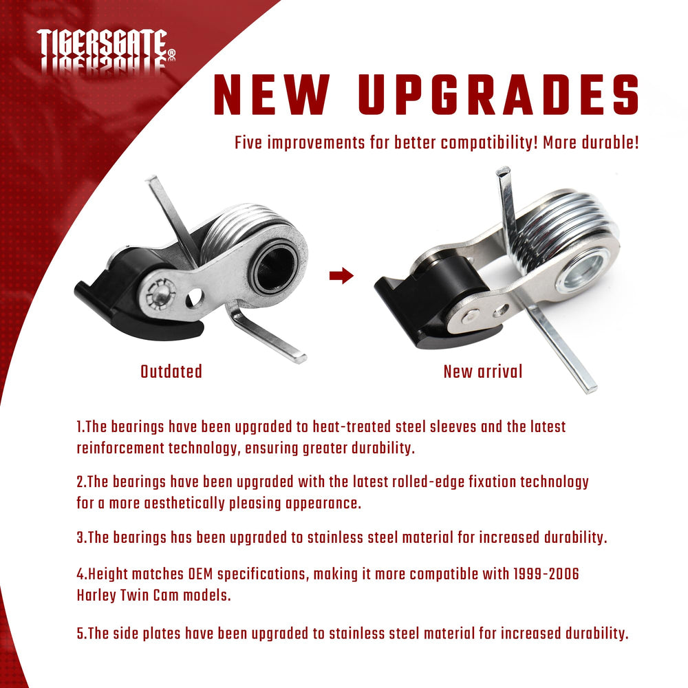 TIGERSGATE tensioner unloader feature aiding cam installation on Harley engine.