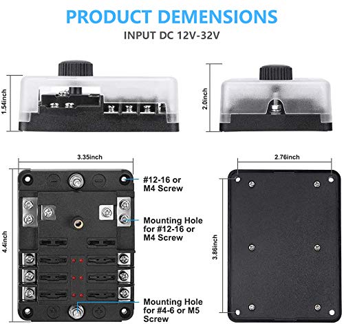 Tigwin 6-way fuse box side view showing compact profile for tight spaces.